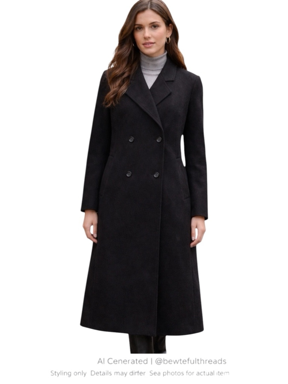 Quiet Luxury Wool Coat Black Minimalist Double Breasted Midi 14